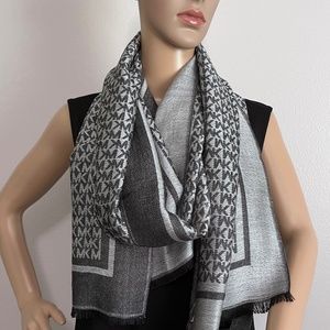 Michael Kors Monogram MK Logo-Print Pashmina Wrap Scarf